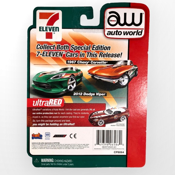 Auto World x 7-Eleven 2012 Dodge Viper & 1967 Chevy Corvette, set of 2! - Picture 4 of 8